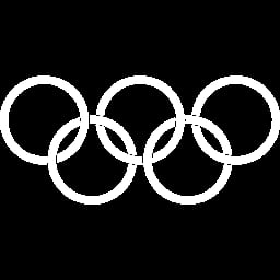 Olympic rings symbol consisting of five interlocking circles in white on black background