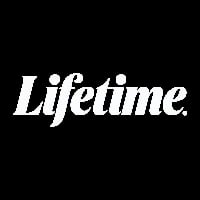 Lifetime network logo in white italic text on black background